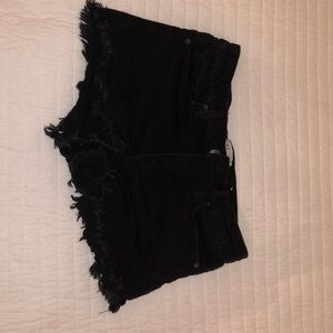 Black denim shorts